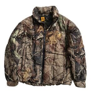 BROWNING Camo Down Filled Puffer Coat Jacket Hunting Winter Warm YOUTH Size M